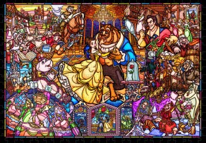 【puzzle】【透明】500塊 美女と野獣　ストーリーステンドグラス (美女と野獣） (25x36cm)