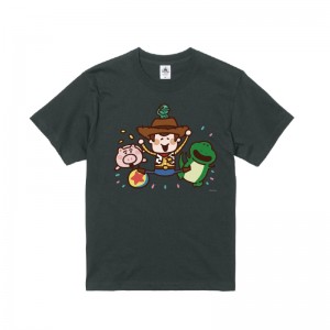 【JP disneystore】カナヘイ画♪WE LOVE PIXAR ウッディ&ハム&レックス&グリーンアーミーメン Toy Story Disey T shirt (black)