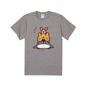 【JP disneystore】カナヘイ画♪くまのプーさん プー&ピグレット&イーヨー pooh piglet eeyore t shirt (gray)
