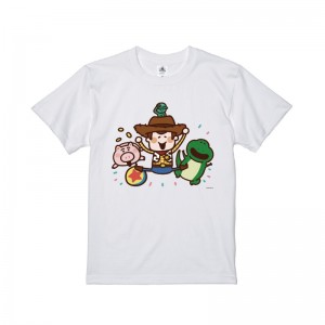【 JP disneystore 】カナヘイ画♪WE LOVE PIXAR ウッディ&ハム&レックス&グリーンアーミーメン Toy Story  Disney T shirt (white)