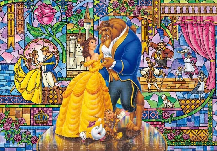 【puzzle】【透明】500塊 美女と野獣　愛のステンドグラス (25x36cm)