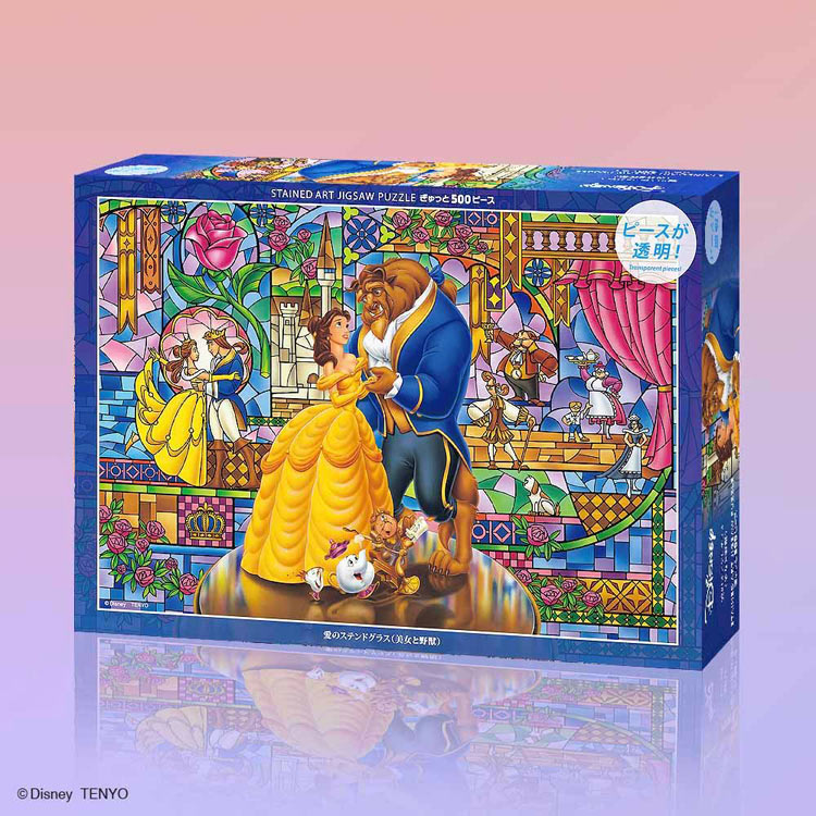 【puzzle】【透明】500塊 美女と野獣　愛のステンドグラス (25x36cm)