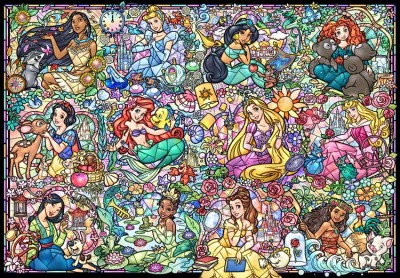 【puzzle】【透明】princess 1000塊 コレクション ステンドグラス (51.2×73.7cm)